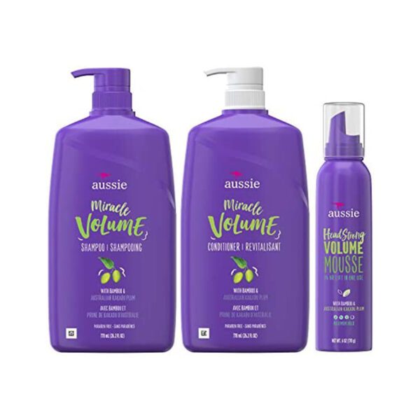 Aussie - Package Shampoo, Conditioner, Mousse with bamboo & australian kakadu plum